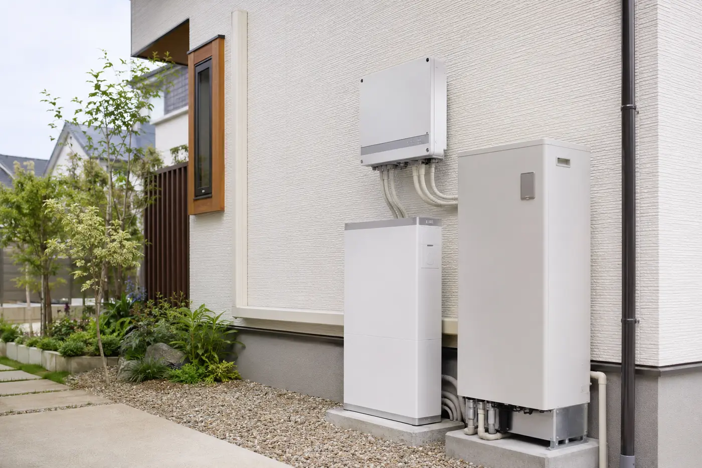 住宅用蓄電池 パワーコンディショナー 給湯設備の設置イメージ